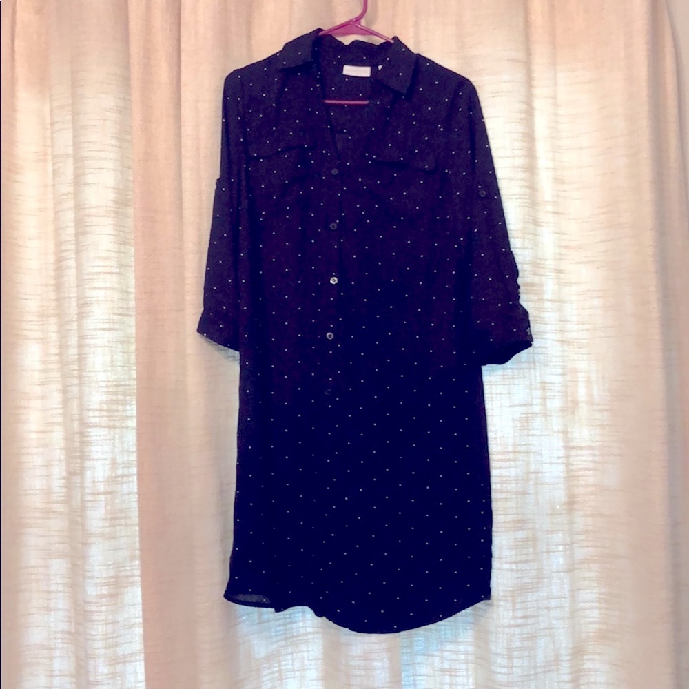 Polka dot button up dress